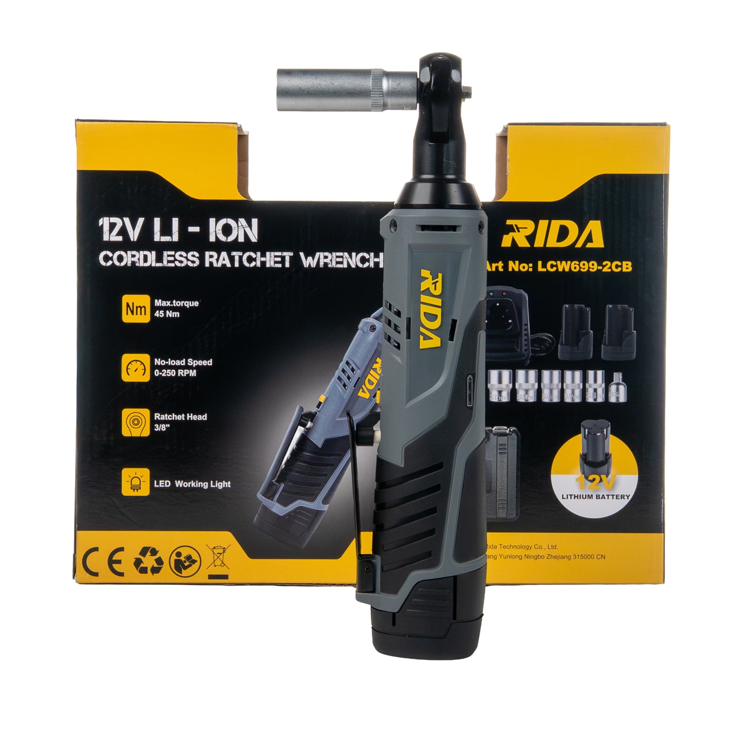 Llave Ratchet Inalámbrica 20V RIDA