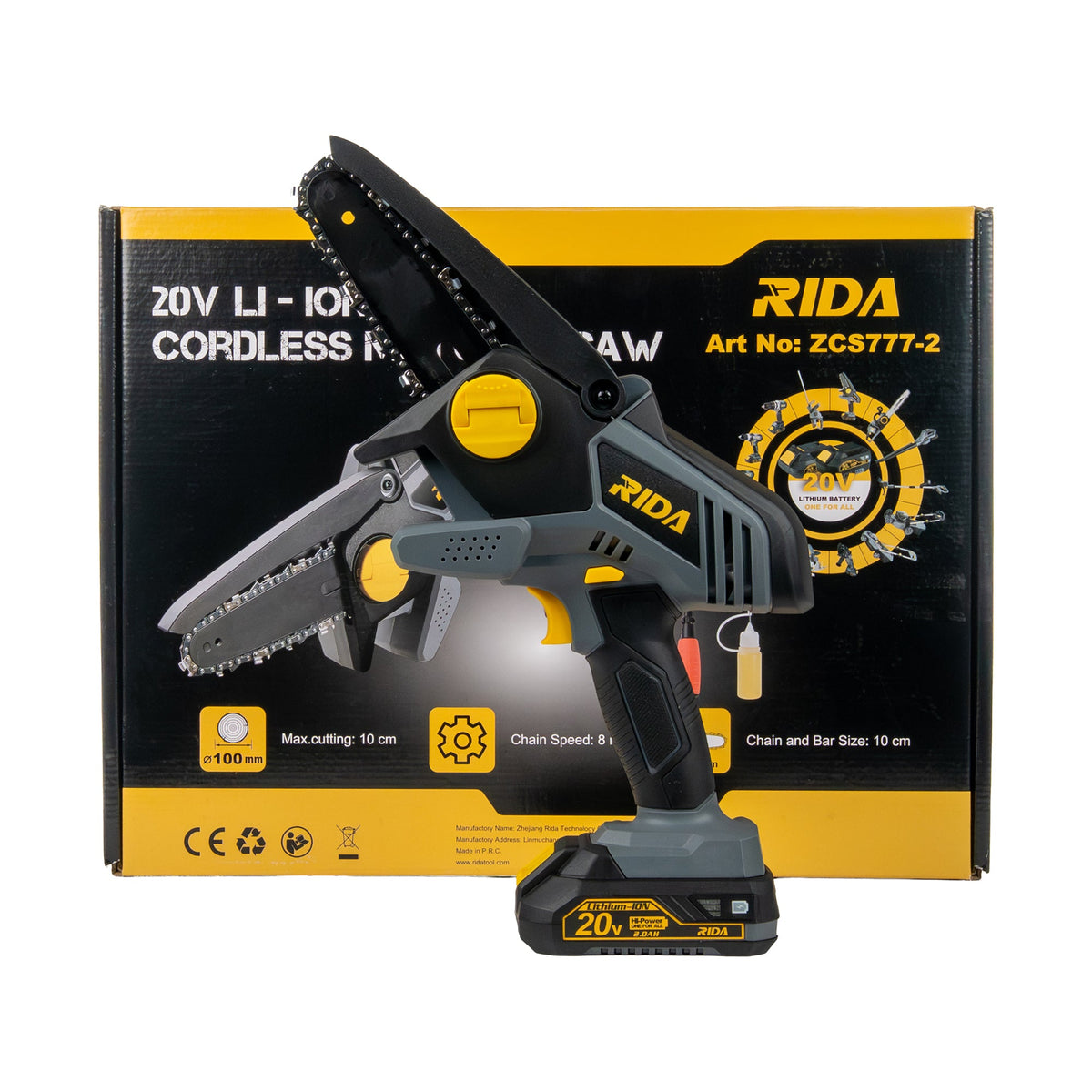 Mini Motosierra Inalámbrica 20V RIDA (ZCS777-2)
