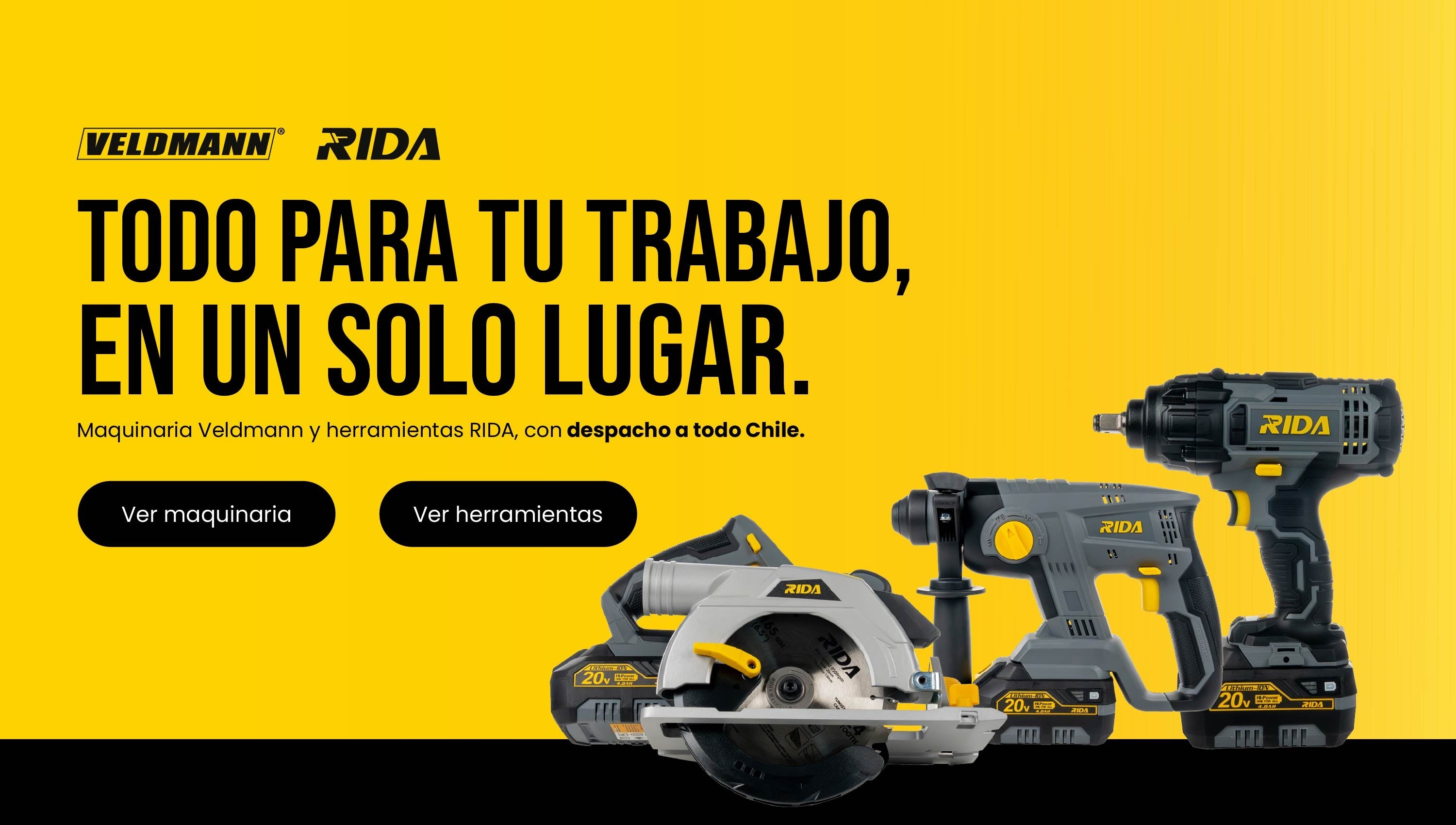 Todo para tu trabajo en un solo lugar: maquinaria Veldmann y herramientas RIDA con despacho a todo Chile